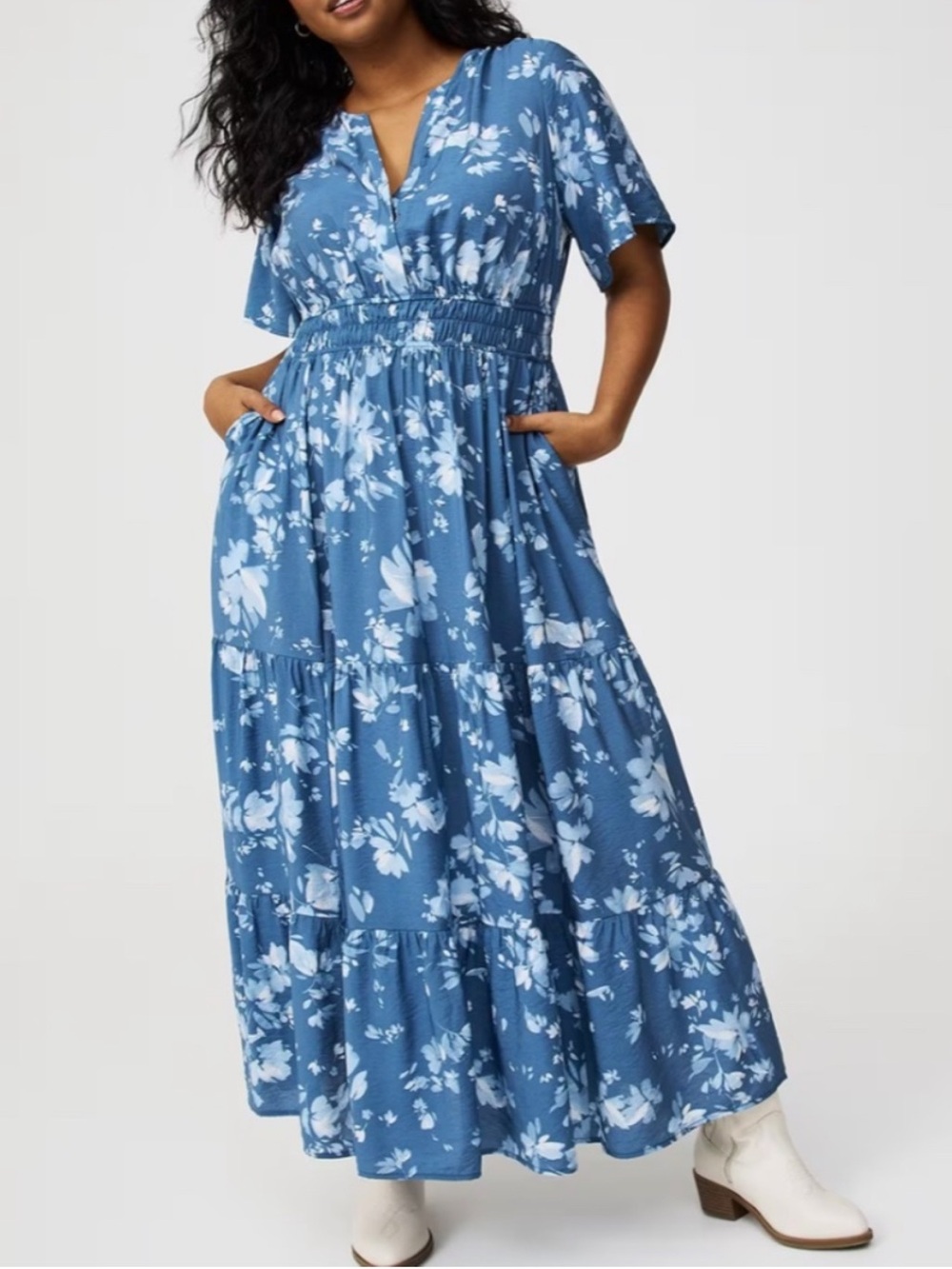 NWT TORRID Blue Floral Tiered Maxi Dress